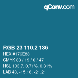 カラーコード: RGB 23 110.2 136 | qconv.com