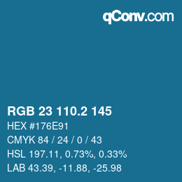 カラーコード: RGB 23 110.2 145 | qconv.com