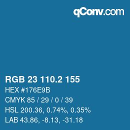 カラーコード: RGB 23 110.2 155 | qconv.com