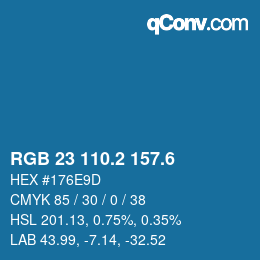 カラーコード: RGB 23 110.2 157.6 | qconv.com