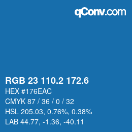 カラーコード: RGB 23 110.2 172.6 | qconv.com
