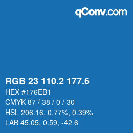 カラーコード: RGB 23 110.2 177.6 | qconv.com