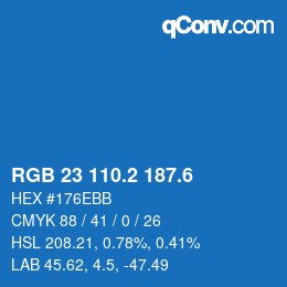 カラーコード: RGB 23 110.2 187.6 | qconv.com
