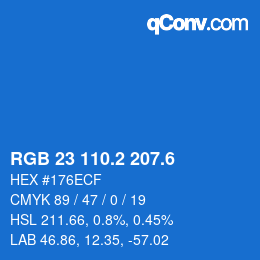 カラーコード: RGB 23 110.2 207.6 | qconv.com