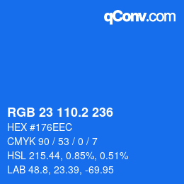 カラーコード: RGB 23 110.2 236 | qconv.com