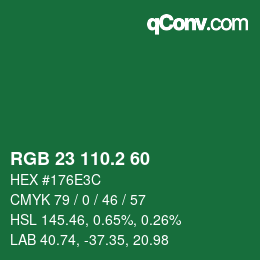 カラーコード: RGB 23 110.2 60 | qconv.com