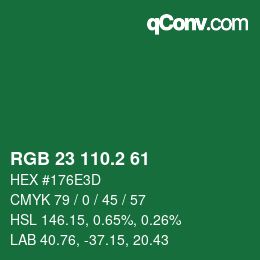 カラーコード: RGB 23 110.2 61 | qconv.com