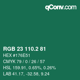 カラーコード: RGB 23 110.2 81 | qconv.com