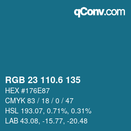 カラーコード: RGB 23 110.6 135 | qconv.com