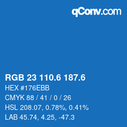 カラーコード: RGB 23 110.6 187.6 | qconv.com