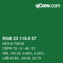 カラーコード: RGB 23 110.6 57 | qconv.com