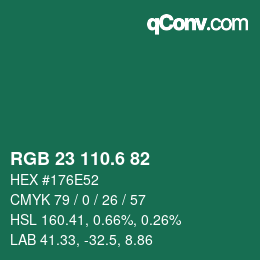 カラーコード: RGB 23 110.6 82 | qconv.com