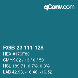 Color code: RGB 23 111 128 | qconv.com