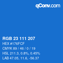 Color code: RGB 23 111 207 | qconv.com