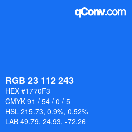 Color code: RGB 23 112 243 | qconv.com