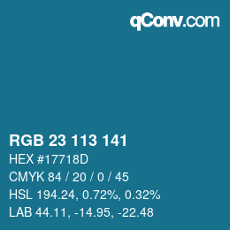 Color code: RGB 23 113 141 | qconv.com