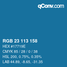 Color code: RGB 23 113 158 | qconv.com