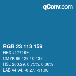 カラーコード: RGB 23 113 159 | qconv.com