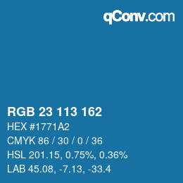 カラーコード: RGB 23 113 162 | qconv.com