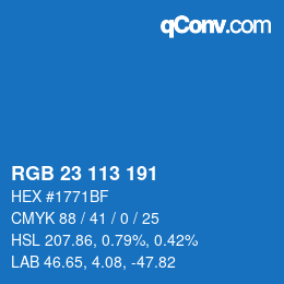Color code: RGB 23 113 191 | qconv.com