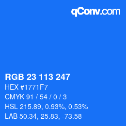 Color code: RGB 23 113 247 | qconv.com