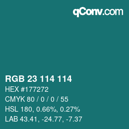 Color code: RGB 23 114 114 | qconv.com