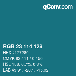 Color code: RGB 23 114 128 | qconv.com