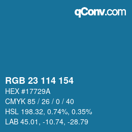 Color code: RGB 23 114 154 | qconv.com