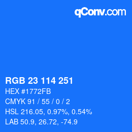 Color code: RGB 23 114 251 | qconv.com