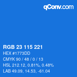 カラーコード: RGB 23 115 221 | qconv.com