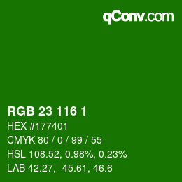 Color code: RGB 23 116 1 | qconv.com