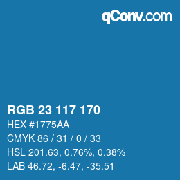 Color code: RGB 23 117 170 | qconv.com