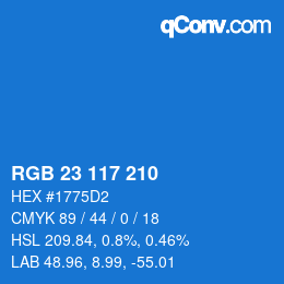 Color code: RGB 23 117 210 | qconv.com