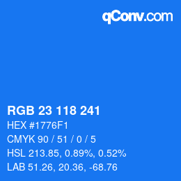 カラーコード: RGB 23 118 241 | qconv.com