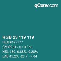 Color code: RGB 23 119 119 | qconv.com