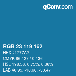 Color code: RGB 23 119 162 | qconv.com