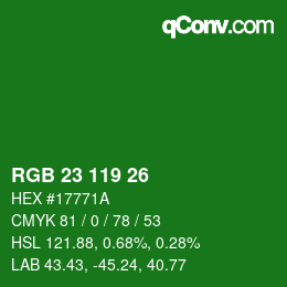 カラーコード: RGB 23 119 26 | qconv.com