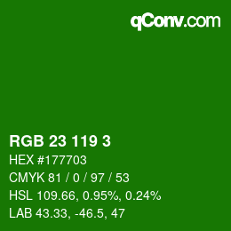 颜色代码: RGB 23 119 3 | qconv.com