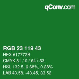 Color code: RGB 23 119 43 | qconv.com
