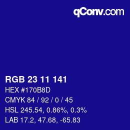 Color code: RGB 23 11 141 | qconv.com