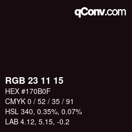 カラーコード: RGB 23 11 15 | qconv.com