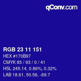 Color code: RGB 23 11 151 | qconv.com