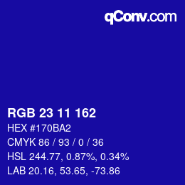 Color code: RGB 23 11 162 | qconv.com