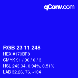 Color code: RGB 23 11 248 | qconv.com