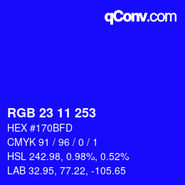 カラーコード: RGB 23 11 253 | qconv.com