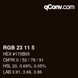 Color code: RGB 23 11 5 | qconv.com