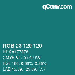 颜色代码: RGB 23 120 120 | qconv.com