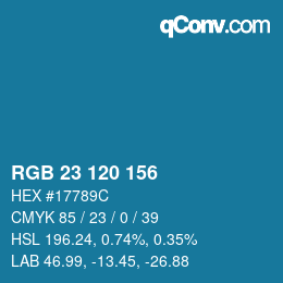 颜色代码: RGB 23 120 156 | qconv.com