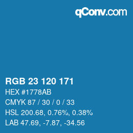 Color code: RGB 23 120 171 | qconv.com
