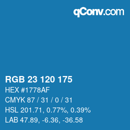 カラーコード: RGB 23 120 175 | qconv.com